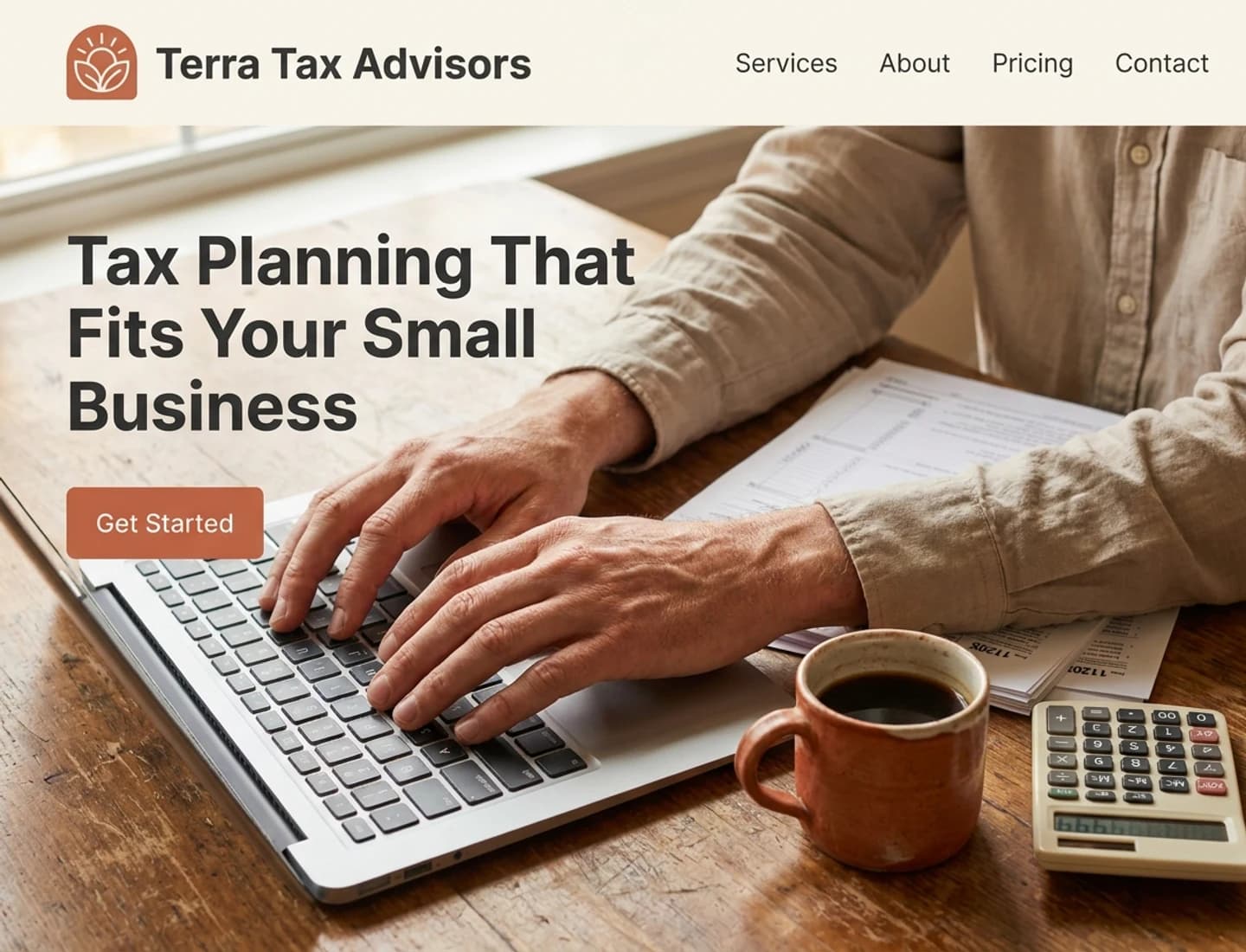 Small business tax advisory website design example