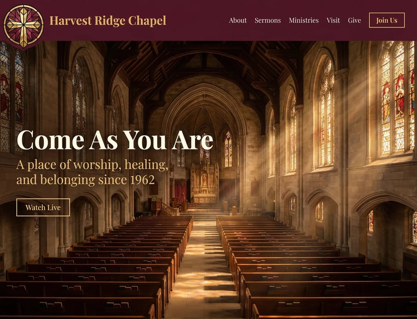 Traditional church website design example