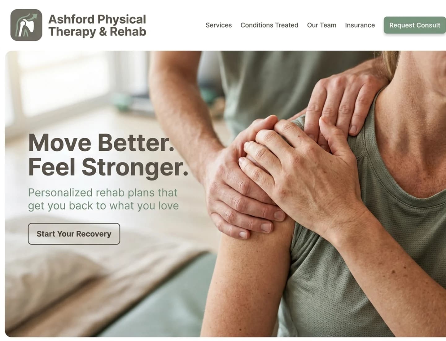 Physical therapy clinic website design example