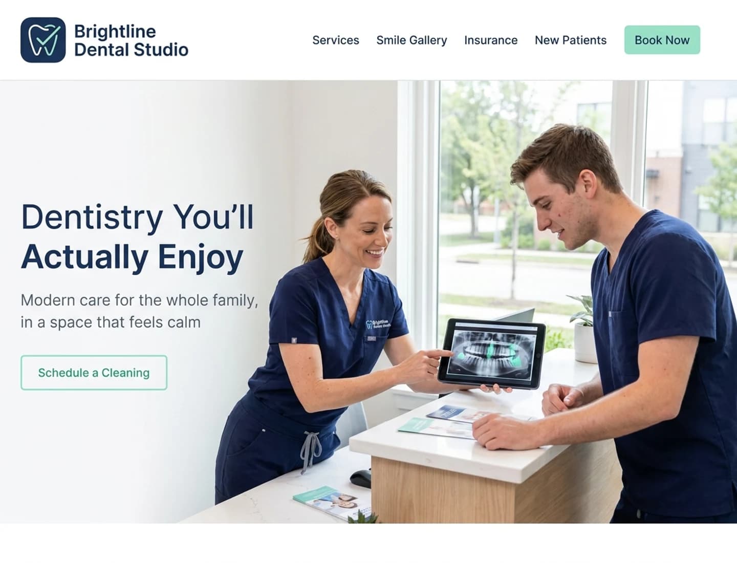 Dental practice website design example