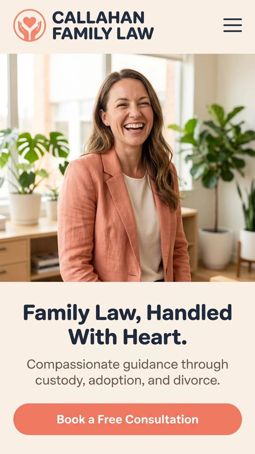 Law firm website design example, mobile view