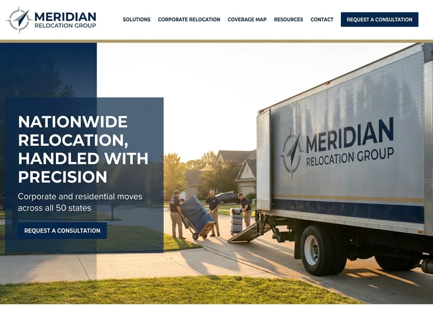 Long-distance corporate relocation company website design example