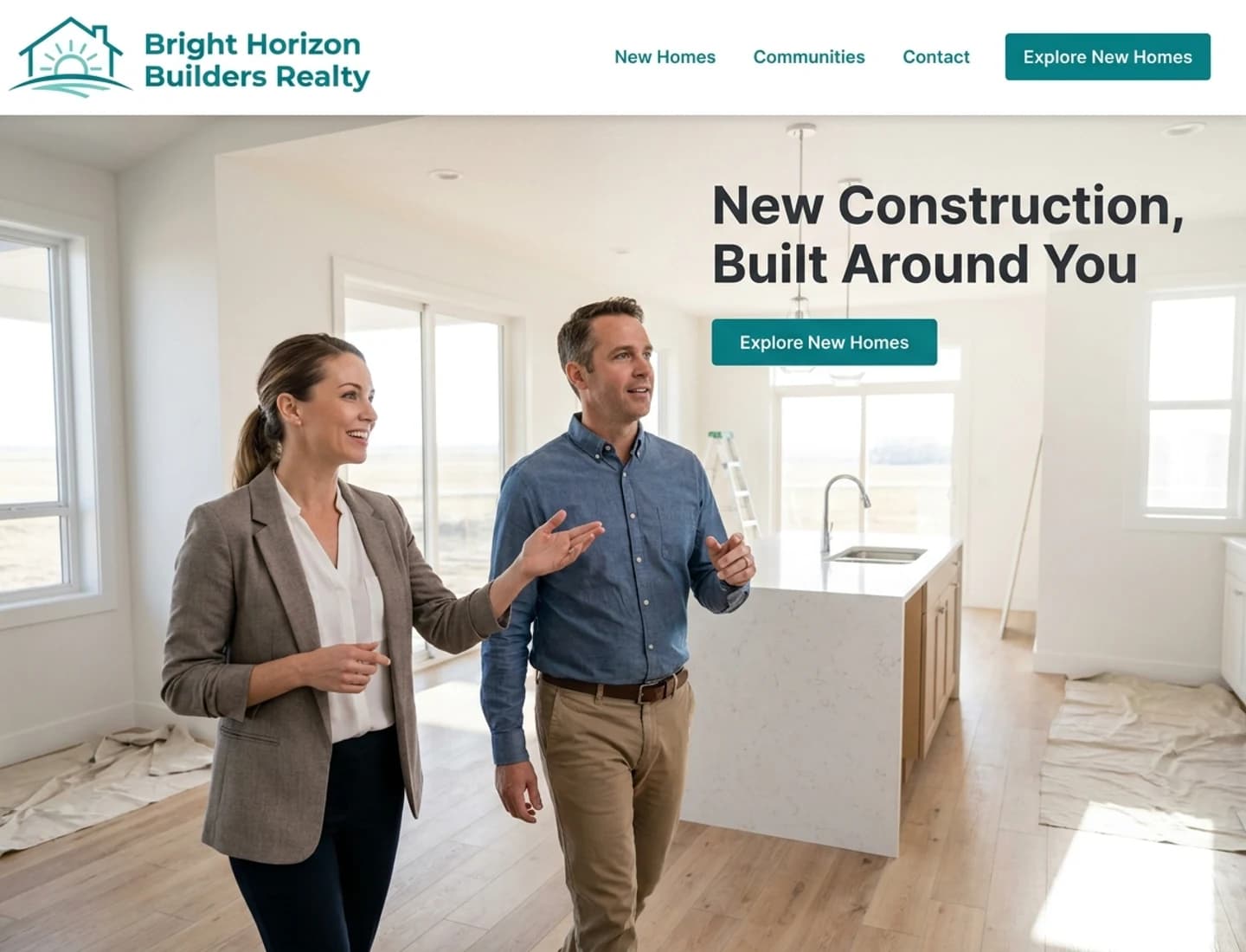 New-construction home builder realty website design example