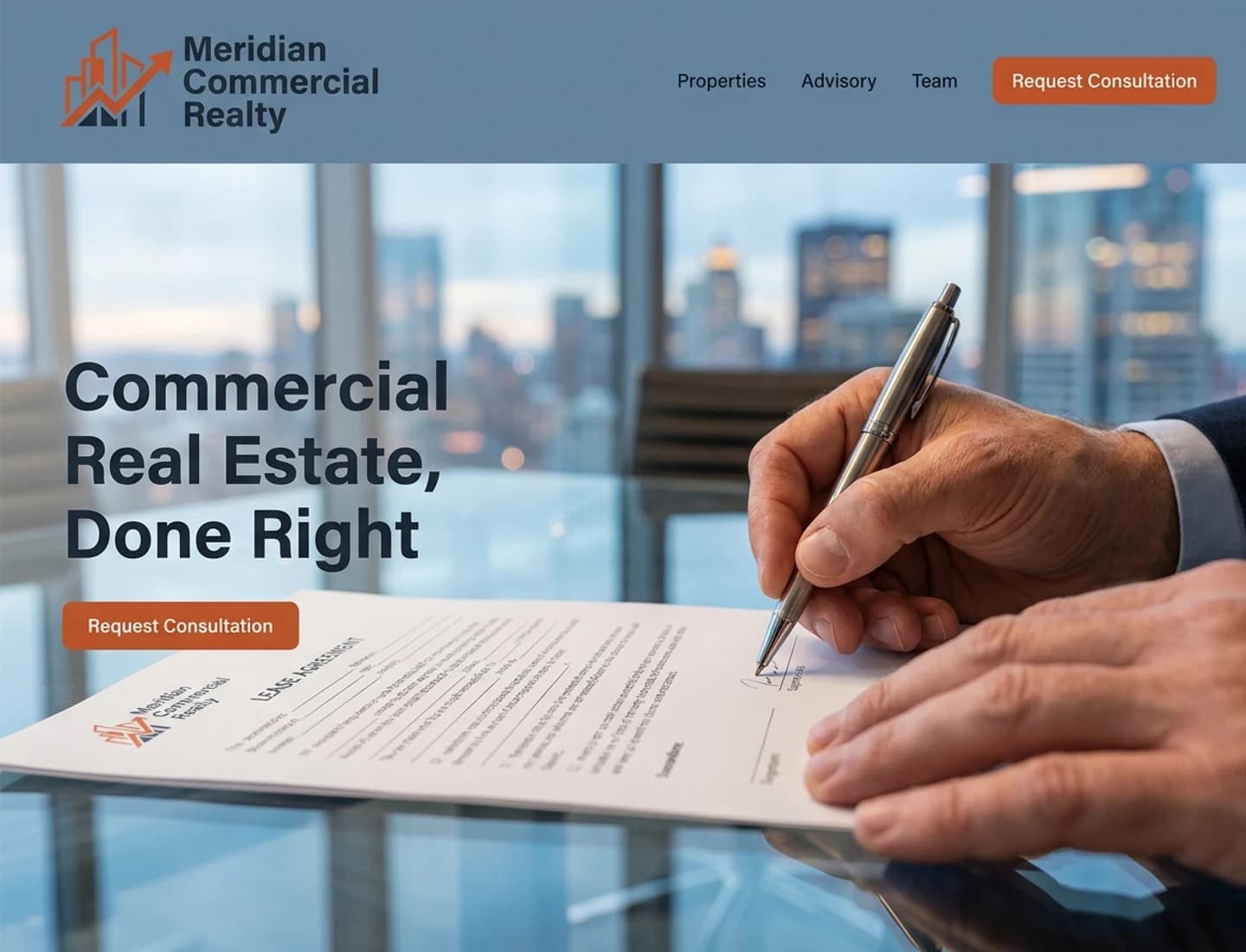 Commercial real estate brokerage website design example