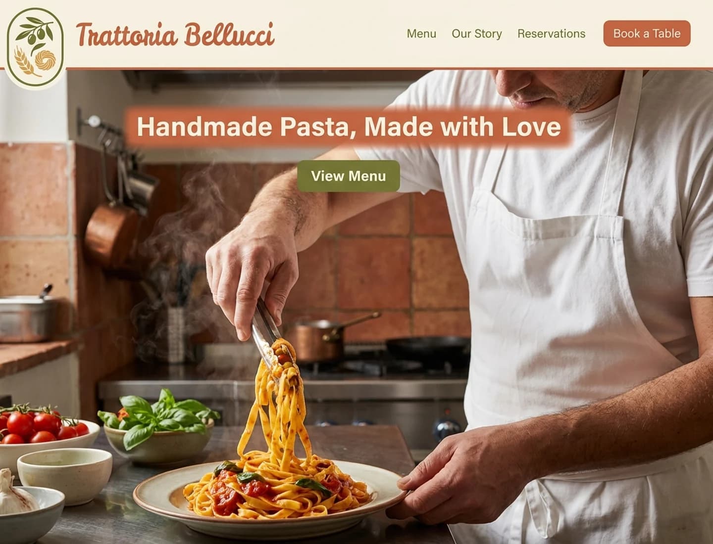 Italian trattoria website design example