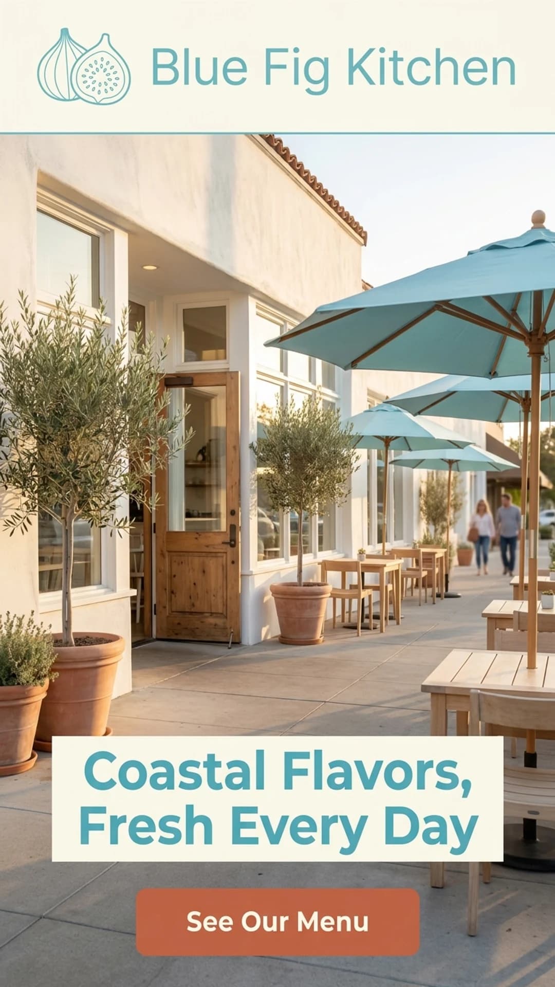 Mediterranean restaurant website design example, mobile view