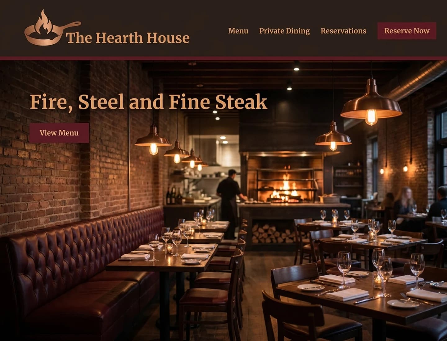 Steakhouse website design example
