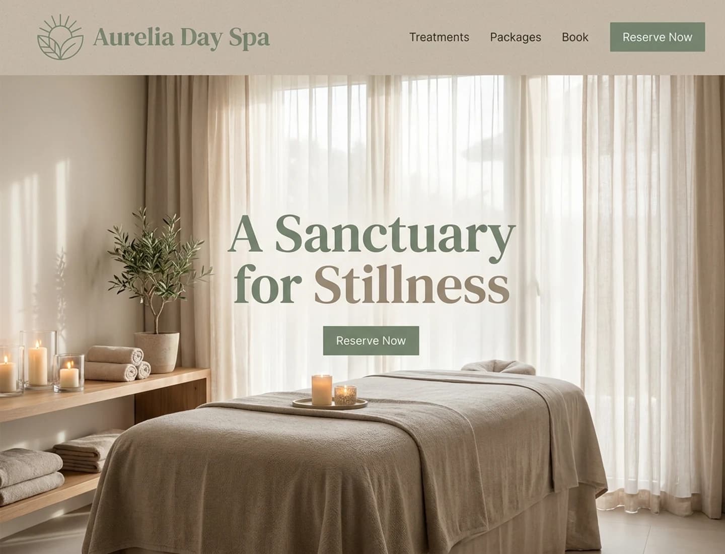 Luxury day spa website design example