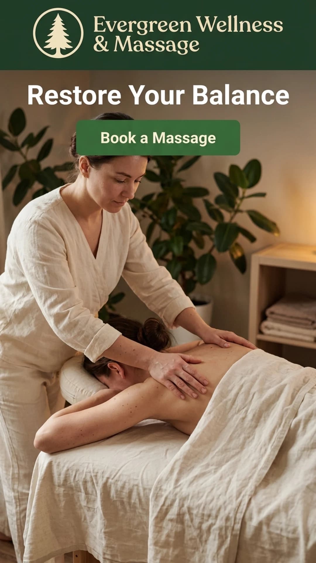 Wellness and massage therapy spa website design example, mobile view